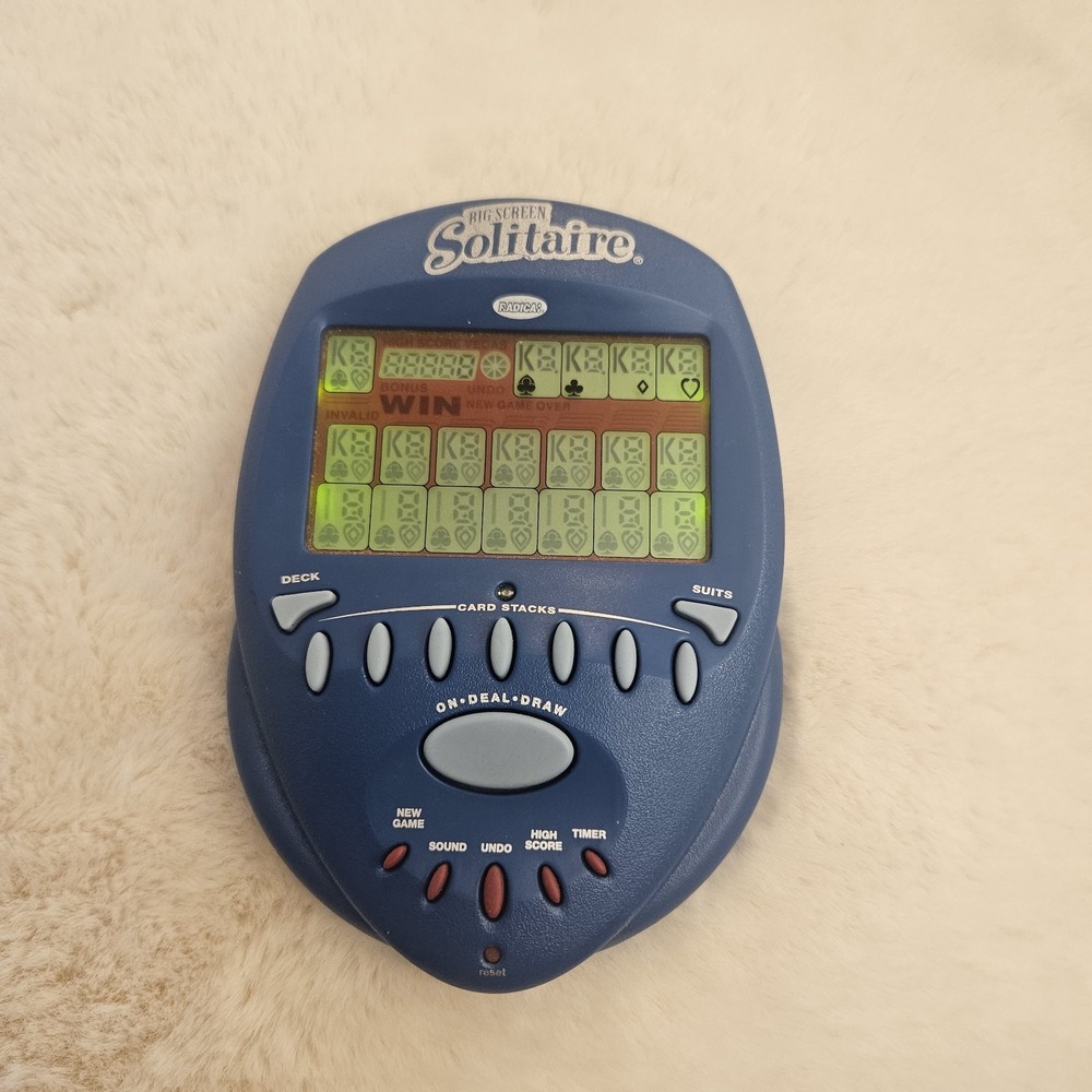 Radica Big Screen Solitaire Handheld Electronic Card Game 2004 Tested Works